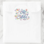 金ゴールドハッピーバースデークラシックラウンドステッカー ラウンドシール (バッグ)