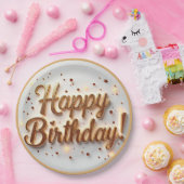 金ゴールドハッピーバースデープレート、誕生日紙プレート ペーパープレート (パーティー)