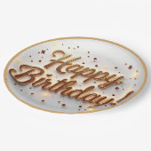 金ゴールドハッピーバースデープレート、誕生日紙プレート ペーパープレート (アングル)
