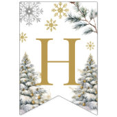 金ゴールドハッピーバースデー冬のバンティングバナー バンティングフラッグ (第2の旗)