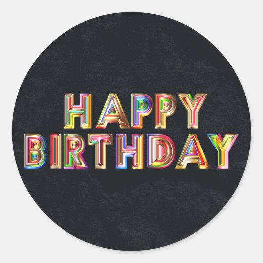 金ゴールドハッピーバースデー ラウンドシール (正面)