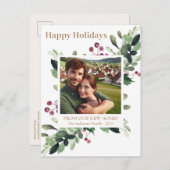 金ゴールドハッピーホリデーグリーンリーベリーニューホーム 案内ポストカード (正面/裏面)