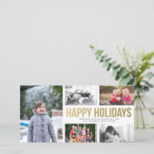 金ゴールドハッピーホリデーズクリスマスコラージュ5フォトカード シーズンカード (スタンド正面)