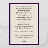 金ゴールドハッピーホリデー、4つの写真、紫、名前 箔シーズンカード (裏面)