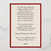 金ゴールドハッピーホリデー、4写真、赤、名前 箔シーズンカード (裏面)