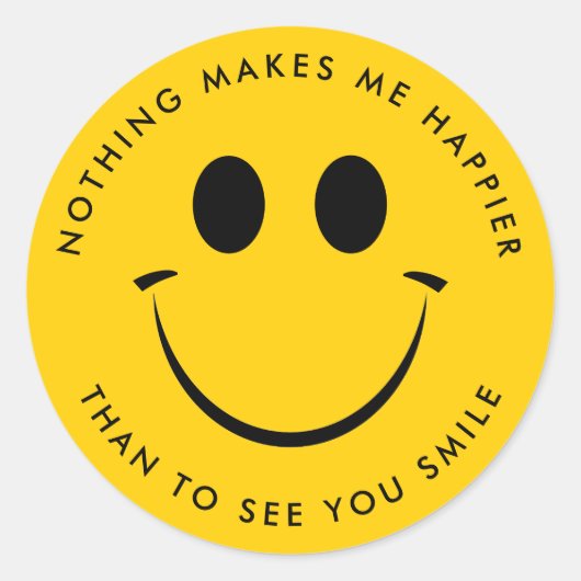 金ゴールドハッピー顔 パーソナライズされた ラウンドシール (正面)