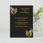 金ゴールドハト黒い結婚式の日付を保存 セーブザデート (スタンド正面)