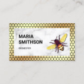 金ゴールドハニカムホワイトマーブルハニービーキーパー 名刺 (正面)