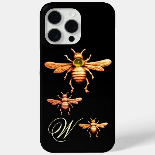 金ゴールドハニービーズモノグラムブラック Case-Mate iPhoneケース (裏面)