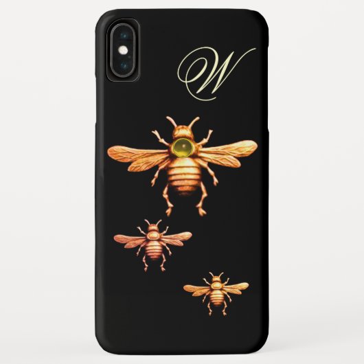 金ゴールドハニービーズモノグラムブラック Case-Mate iPhoneケース (裏面)