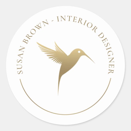 金ゴールドハミング鳥ロゴ ラウンドシール (正面)