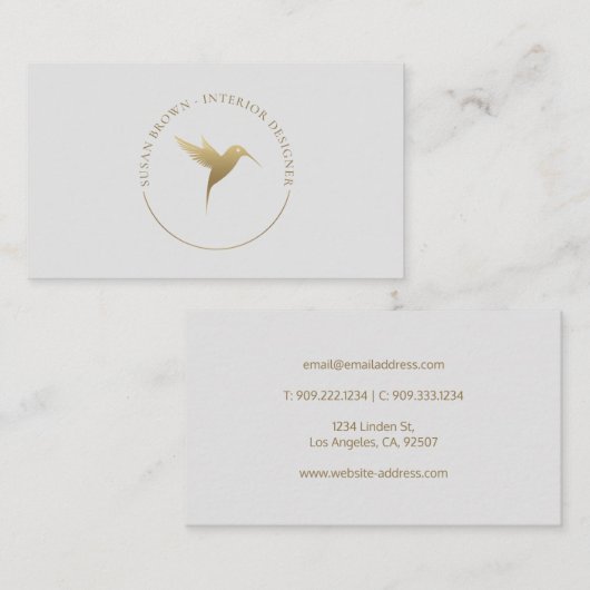 金ゴールドハミング鳥ロゴ 名刺 (正面/裏面)