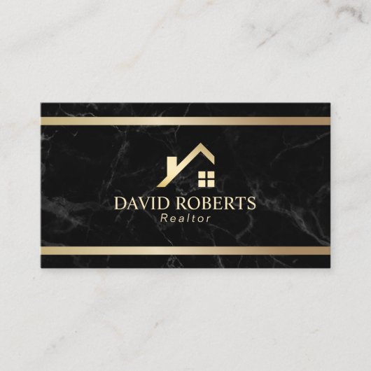 金ゴールドハモダンウス実在エテート不動産仲介業者ブラックマーブル 名刺 (正面)