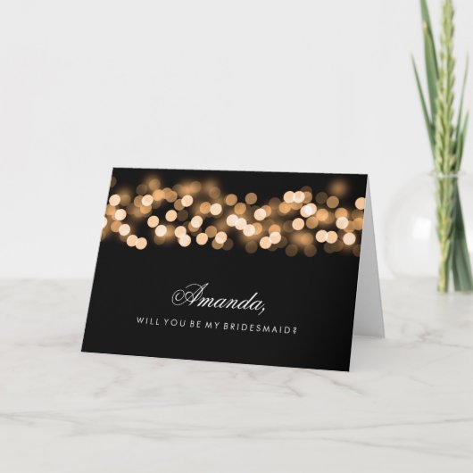 金ゴールドハリウッドグラムビーマイブライドメイド 招待状 (正面)