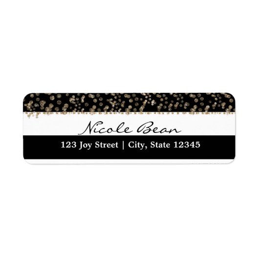 金ゴールドハリウッドブラック&ホワイトストライプ住所 シール (正面)