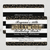 金ゴールドハリウッドブラック&ホワイトストライプ招待状 招待状 (正面/裏面)