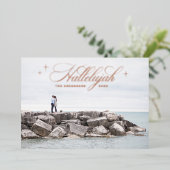 金ゴールドハレルヤのクリスマス。宗教エレガント写真 箔シーズンカード (立ち正面)