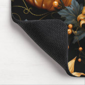 金ゴールドハロウィーンカボチャのダークグリーン葉 マウスパッド (コーナー)