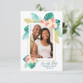 金ゴールドハワイアンハイビスカスウェディングザデイト セーブザデート (スタンド正面)