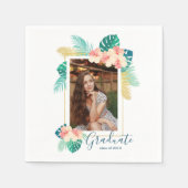 金ゴールドハワイアンハイビスカス卒業パーティナプキンス スタンダードカクテルナプキン (正面)