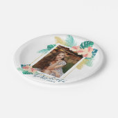 金ゴールドハワイアンハイビスカス卒業パーティープレート ペーパープレート (アングル)