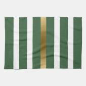 金ゴールドハンターグリーンと白ストライプ色 キッチンタオル (横)