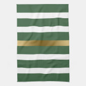 金ゴールドハンターグリーンと白ストライプ色 キッチンタオル (縦)
