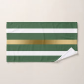 金ゴールドハンターグリーンと白ストライプ色 バスタオルセット (ハンドタオル)
