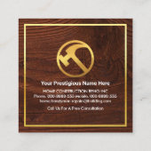 金ゴールドハンディマンツールホーム建物 スクエア名刺 (裏面)