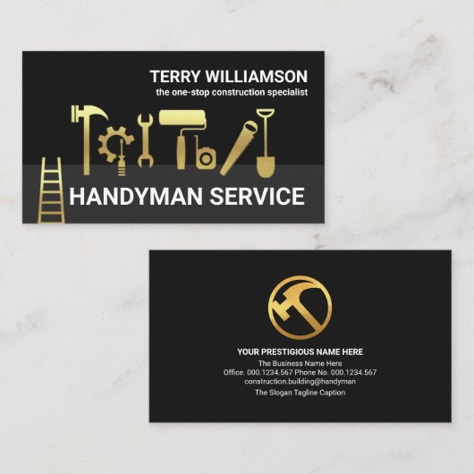 金ゴールドハンドイマンツールグレーレイヤのリモデリング 名刺 (正面/裏面)