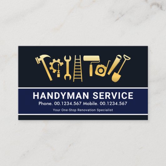 金ゴールドハンドマンツールホームリノベーション 名刺 (正面)