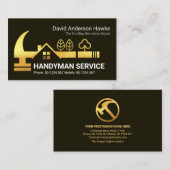 金ゴールドハンドマン屋上ハンマー建築 名刺 (正面/裏面)