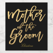 金ゴールドハンドレタリング – 新郎の母 ワインラベル (シングルラベル)