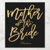 金ゴールドハンドレタリング – 花嫁の母 ワインラベル (シングルラベル)