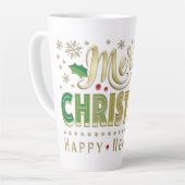 金ゴールドハンドレタースクリプトメリークリスマス カフェラテマグ (左アングル)