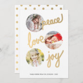 金ゴールドハンドレター付き休日3フォトコラージュカード シーズンカード (正面/裏面)