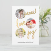 金ゴールドハンドレター付き休日3フォトコラージュカード シーズンカード (スタンド正面)