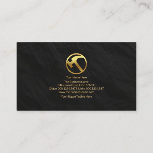 金ゴールドハンマーブラック花崗岩テクスチャビルダメイソン 名刺 (裏面)