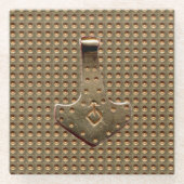 金ゴールドハンマー金ゴールドインデントグラスコースター ガラスコースター (正面)