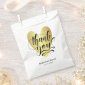 金ゴールドハートありがとうパーソナライズされた フェイバーバッグ (クリップ留めされた状態)