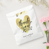 金ゴールドハートありがとうパーソナライズされた フェイバーバッグ (封をした状態)