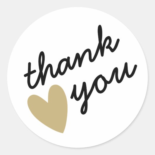 金ゴールドハートありがとう ラウンドシール (正面)