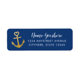 金ゴールドハートいかり編集可能カラー差出人住所 ラベル