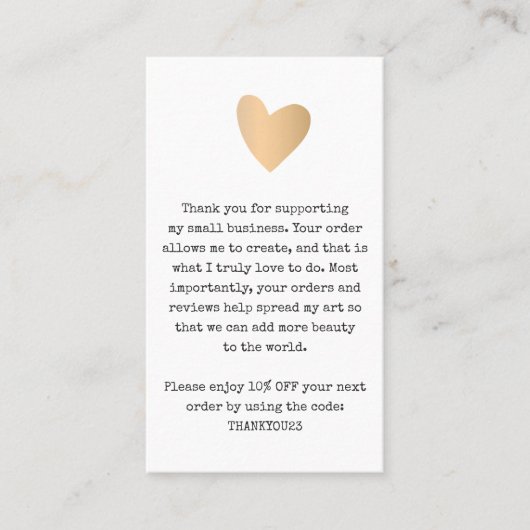 金ゴールドハートお客様ありがとうご割引券 名刺 (正面)