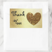 金ゴールドハートとグリッター「ありがとう」スタンプ 長方形シール (バッグ)