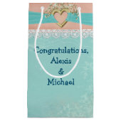 金ゴールドハートとベビーの息とレース縁ど付き スモールペーパーバッグ (正面)