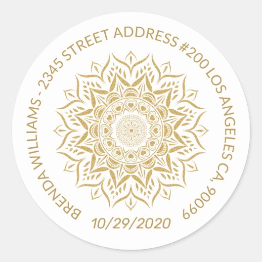 金ゴールドハートと渦巻き ラウンドシール (正面)