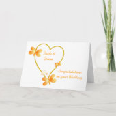 金ゴールドハートと蝶結婚のカード カード (正面)