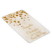 金ゴールドハートと雪片ウェディング日付を保存 マグネット (右側)