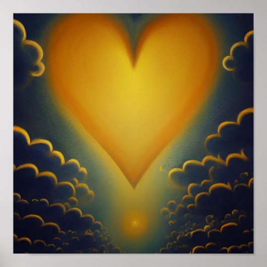 金ゴールドハートと雲のポスター ポスター (正面)